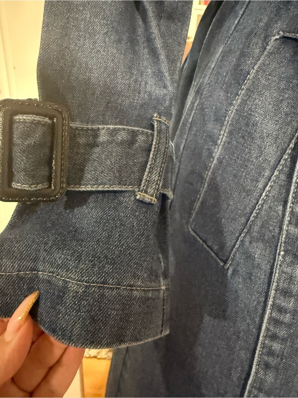 Denim belted Trench Jean jacket/ Coat - XS - Picture 8 of 12